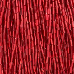 Preciosa Czech Bugle Beads size 2  - Silverlined Red (strung)