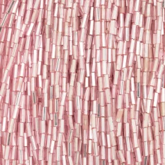Preciosa Czech Bugle Beads size 2  - Silverlined dyed Pink (strung)