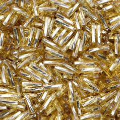 Preciosa Czech Bugles Beads size 3 Twist - Silverlined Gold (loose)