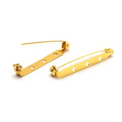Brooch Pin Gold Color , 40x4mm  3x2mm holes