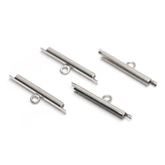 MIYUKI Slide Tube End 20mm Silver Colour, CZS Plating - Nickel Free