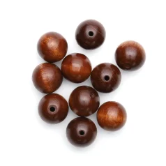 Preciosa Wood Beads 20mm Round  Brown Lacquered (Holesize 3mm）