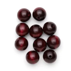 Preciosa Wood Beads 20mm Round  Burgundy Lacquered  (Holesize 3mm）