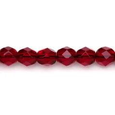 Bead, Czech firepolish, 6mm faceted round, RED
