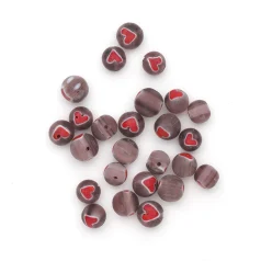 7mm Round Heart - Mauve
