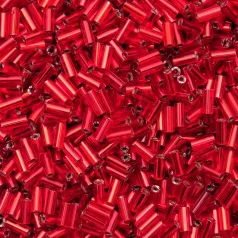 Preciosa Czech Bugle Beads size 2 – Silverlined Light Red (loose)