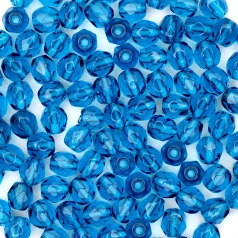 Beads, Czech Firepolish, 3mm Round, Midnight Blue Aqua