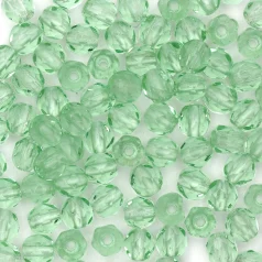 Beads, Czech Firepolish, 3mm Round, Peridot