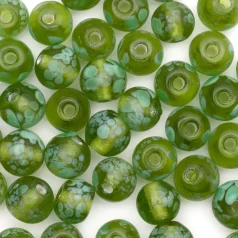 Beads, Glass Beads,  8mm Round Spotted Transparent, Chartreuse