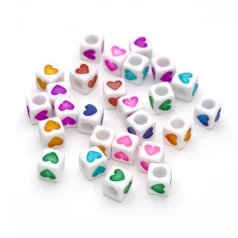 Plastic Mix Colour Beads - Heart 7x7mm