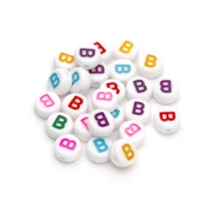 Plastic Colourful Letter Beads B 4x7mm round