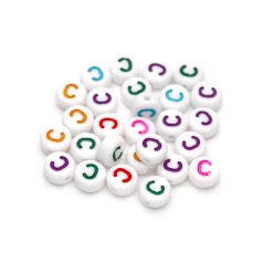 Plastic Colourful Letter Beads C 4x7mm round