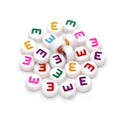 Plastic Colourful Letter Beads E 4x7mm round