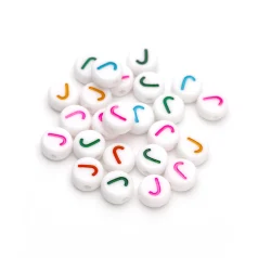 Plastic Colourful Letter Beads J 4x7mm round