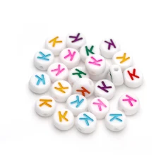 Plastic Colourful Letter Beads K 4x7mm round