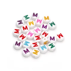 Plastic Colourful Letter Beads M 4x7mm round