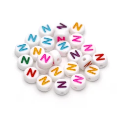 Plastic Colourful Letter Beads N 4x7mm round