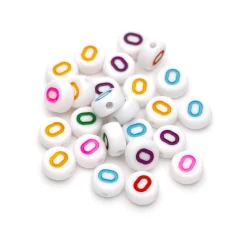 Plastic Colourful Letter Beads O 4x7mm round