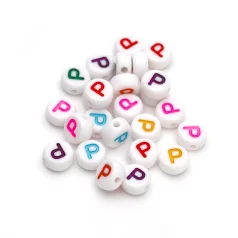 Plastic Colourful Letter Beads P 4x7mm round