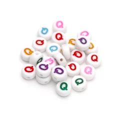 Plastic Colourful Letter Beads Q 4x7mm round