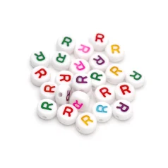Plastic Colourful Letter Beads R 4x7mm round