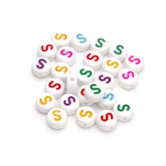 Plastic Colourful Letter Beads S 4x7mm round