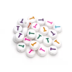 Plastic Colourful Letter Beads T 4x7mm round