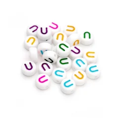 Plastic Colourful Letter Beads U 4x7mm round
