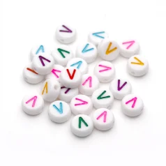 Plastic Colourful Letter Beads V 4x7mm round