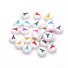 Plastic Colourful Letter Beads Y 4x7mm round