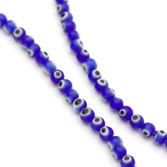 Evil eye Glass Beads 6mm - Dark Blue (15 inch Approx:65 pieces)