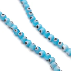 Evil eye Glass Beads 6mm - Light Blue (15 inch Approx:65 pieces)