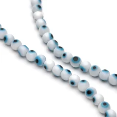 Evil eye Glass Beads 6mm - White (15 inch Approx:65 pieces)