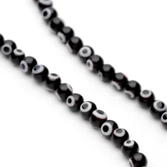 Evil eye Glass Beads 6mm - Black (15 inch Approx:65 pieces)
