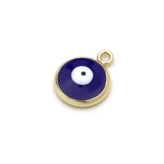 Evil Eye 14K Gold Plated 10mm Pendant Charm - Blue