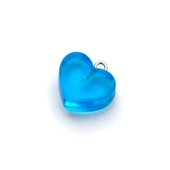 Glas Heart Pendant Charm -Blue 18mm