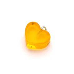 Glas Heart Pendant Charm - Orange 18mm