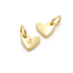 Heart Shape Lettre Charm 14 K Gold Plated A