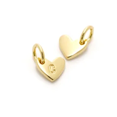 Heart Shape Lettre Charm 14 K Gold Plated C