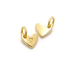 Heart Shape Lettre Charm 14 K Gold Plated D