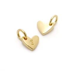 Heart Shape Lettre Charm 14 K Gold Plated E