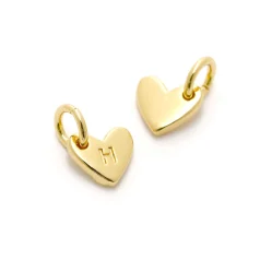 Heart Shape Lettre Charm 14 K Gold Plated H