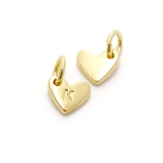 Heart Shape Lettre Charm 14 K Gold Plated K