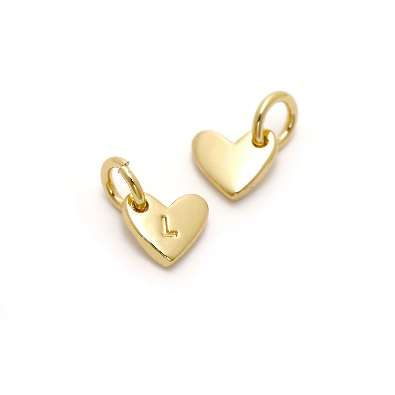 Heart Shape Lettre Charm 14 K Gold Plated L