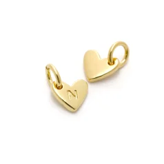 Heart Shape Lettre Charm 14 K Gold Plated N