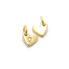 Heart Shape Lettre Charm 14 K Gold Plated Q