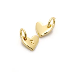 Heart Shape Lettre Charm 14 K Gold Plated R
