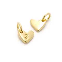 Heart Shape Lettre Charm 14 K Gold Plated S