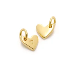 Heart Shape Lettre Charm 14 K Gold Plated T