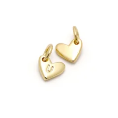 Heart Shape Lettre Charm 14 K Gold Plated U